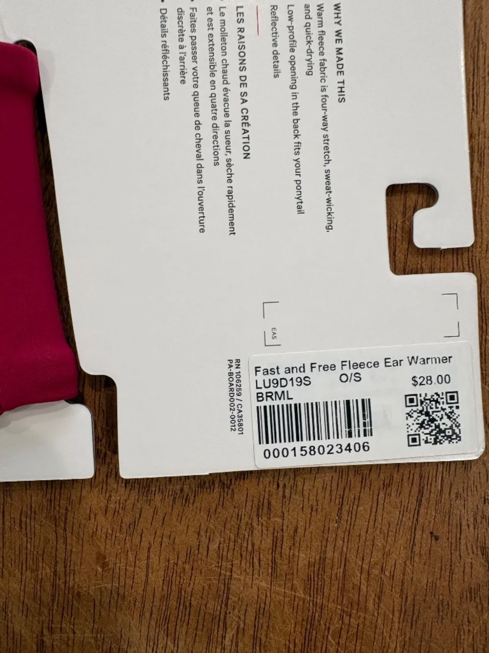Lululemon fast and free fleece ear warmer Berry rumble